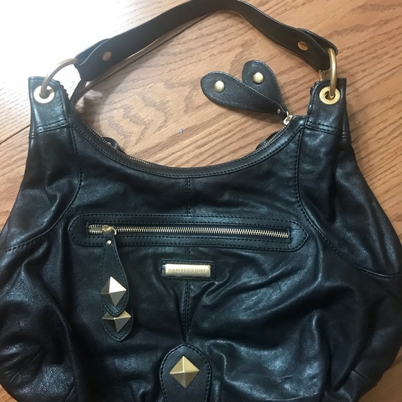 Isabella Fiore Angie Gold Studded Handbag. Black lambskin leather. NWT - Picture 3 of 6